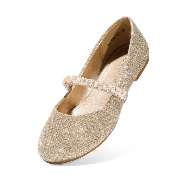 Girl's Strap Mary Jane Ballerina Flats - GOLD GLITTER -  0